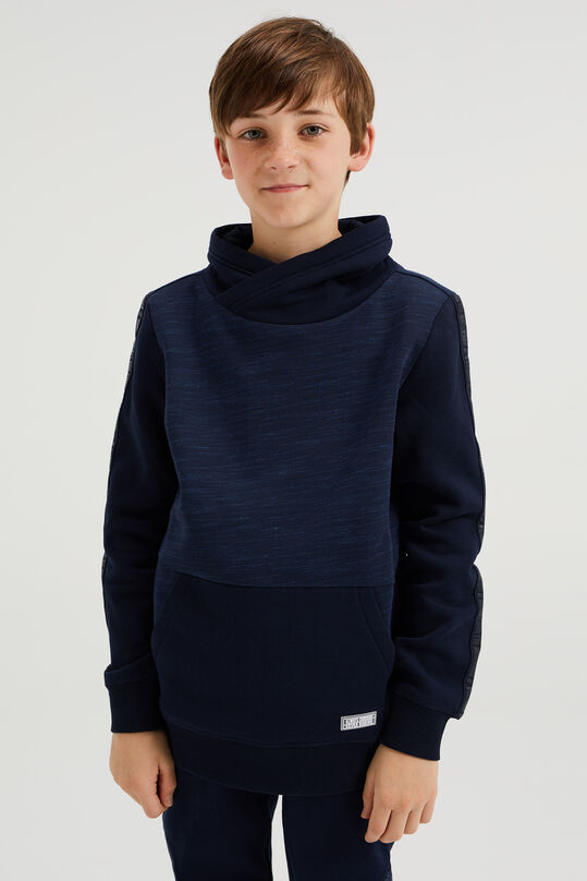 Jongens gemêleerde sweater met tapedetail, Donkerblauw