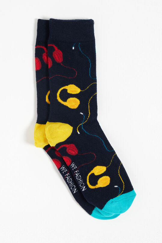 Heren sokken met dessin, Donkerblauw