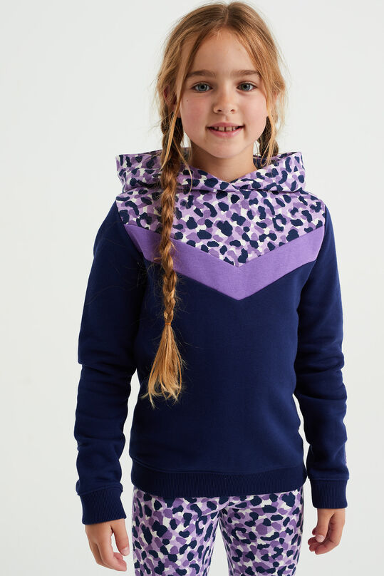 Meisjes sweater met colourblock, Marineblauw