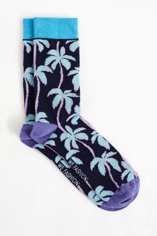 Heren sokken met dessin, Marineblauw