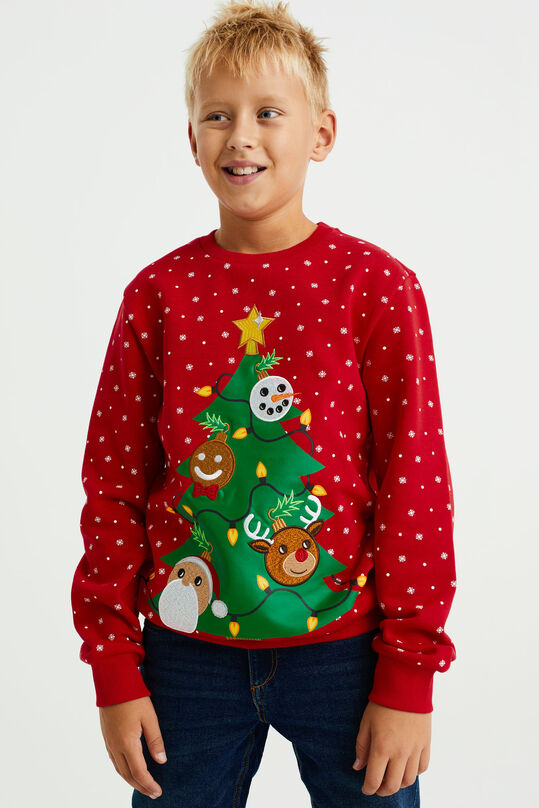 Jongens sweater met kerstdessin, Rood