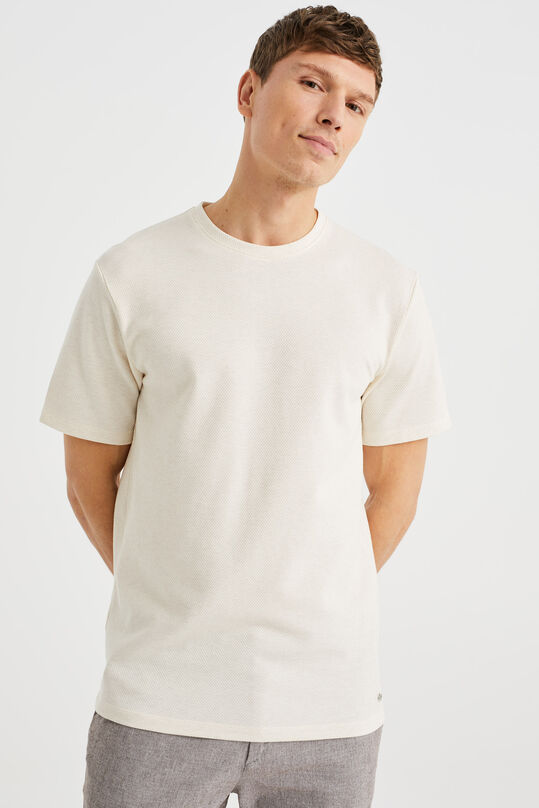 Heren T-shirt met structuur, Gebroken wit