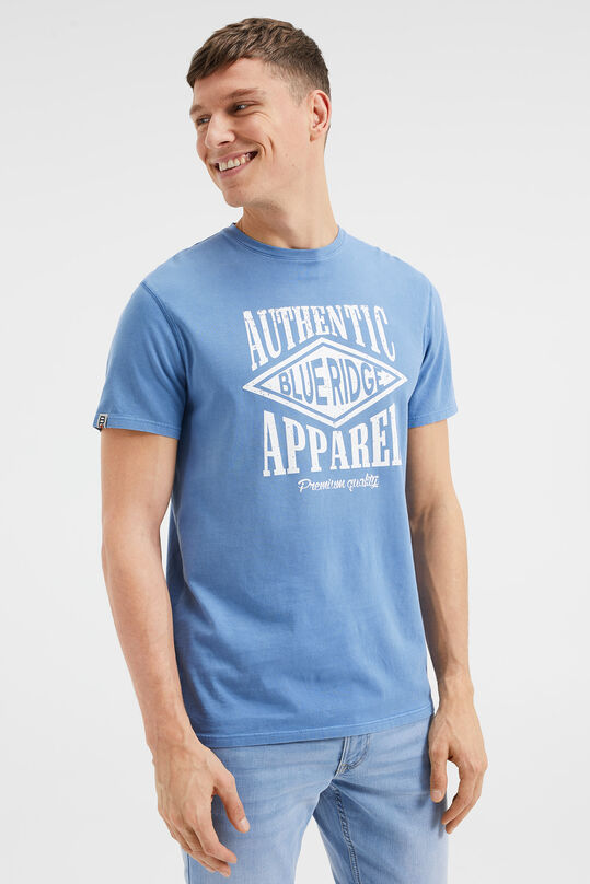 Heren T-shirt met opdruk, Grijsblauw