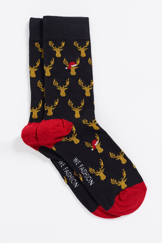 Heren sokken met kerstdessin, Zwart