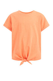 Meisjes T-shirt met knoopdetail, Oranje