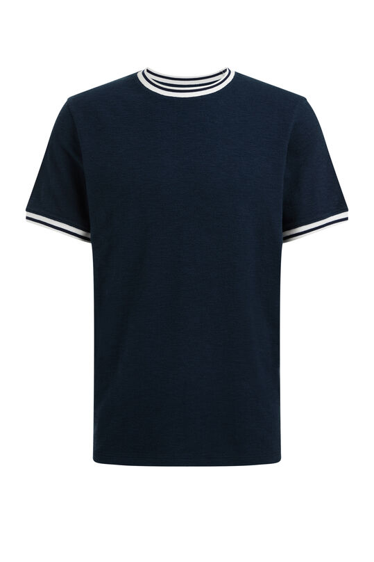 Heren T-shirt met structuur, Donkerblauw