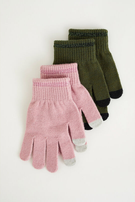 Meisjes fijngebreide handschoenen, 2-pack, Multikleur
