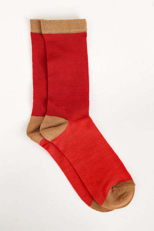 Dames sokken met colourblock, Felrood