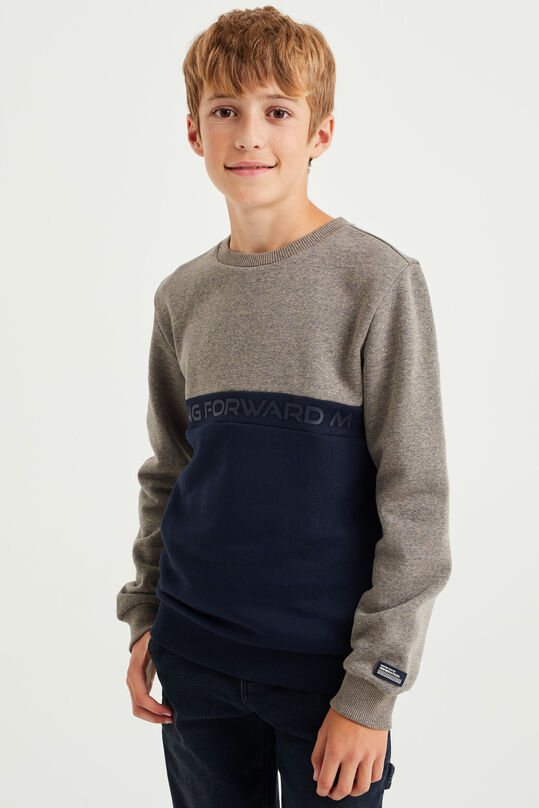 Jongens sweater met tapedetail, Donkergrijs