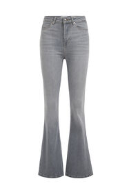 Dames high rise flared jeans met comfortstretch, Lichtgrijs
