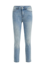 Dames high rise slim cropped jeans met stretch - Curve, Blauw