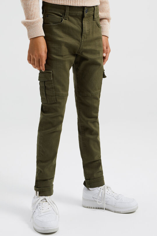Jongens regular fit jeans met cargozakken, Groen
