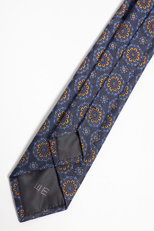 Heren zijdemix stropdas met een dessin, Kobaltblauw