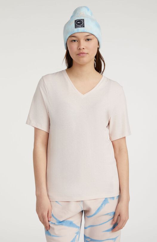Dames O`Neill Essentials V-Neck T-Shirt, Roze