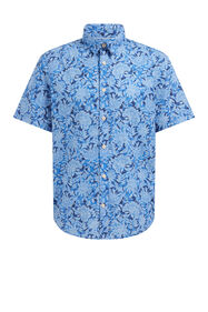 Heren regular fit overhemd met dessin, Blauw