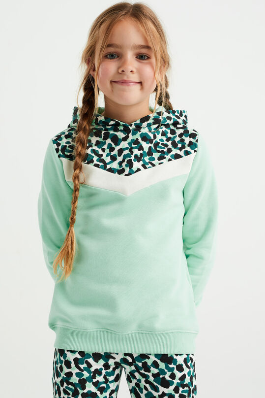 Meisjes sweater met colourblock, Mintgroen