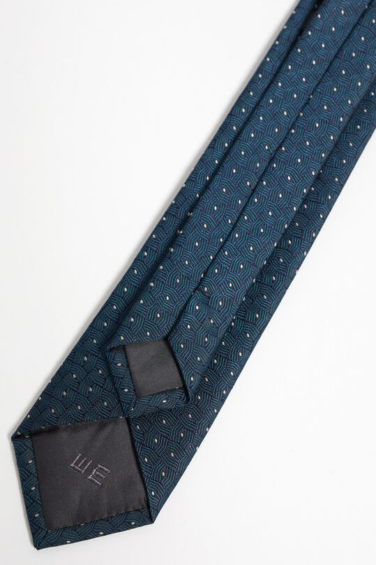 Heren zijdemix stropdas met dessin, Donkerblauw