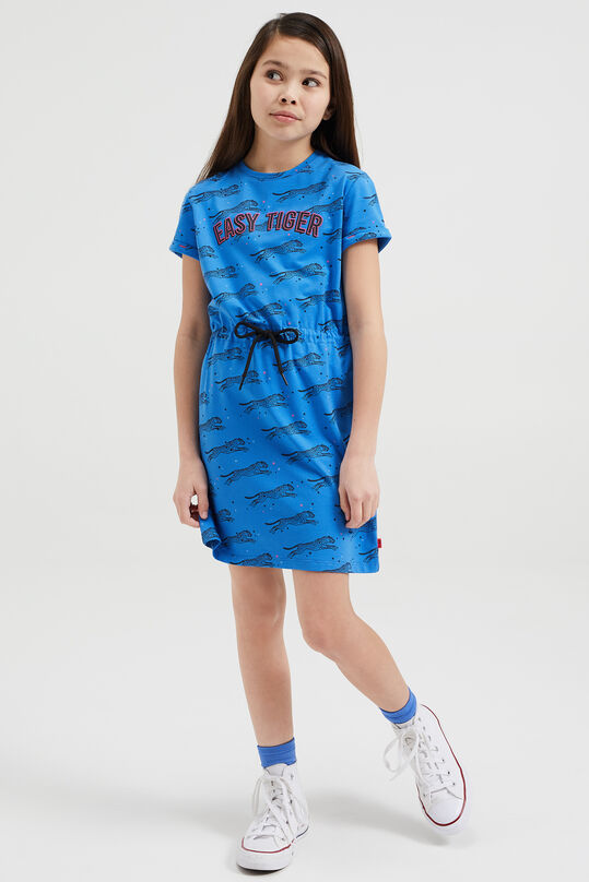 Meisjes jurk met dessin, Kobaltblauw