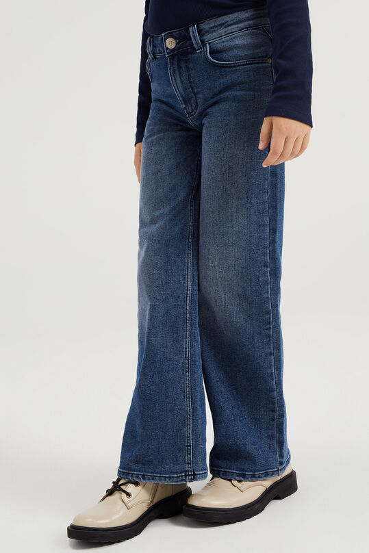 Meisjes wide leg jeans met stretch, Blauw