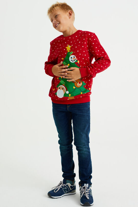 Jongens sweater met kerstdessin, Rood