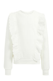 Meisjes sweater met broderie anglaise, Wit