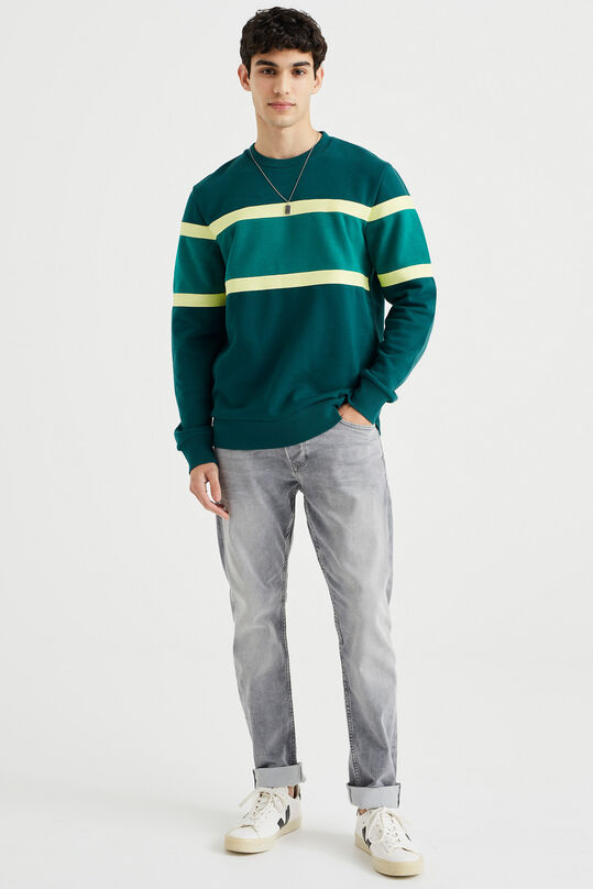 Heren sweater met colourblock, Groen