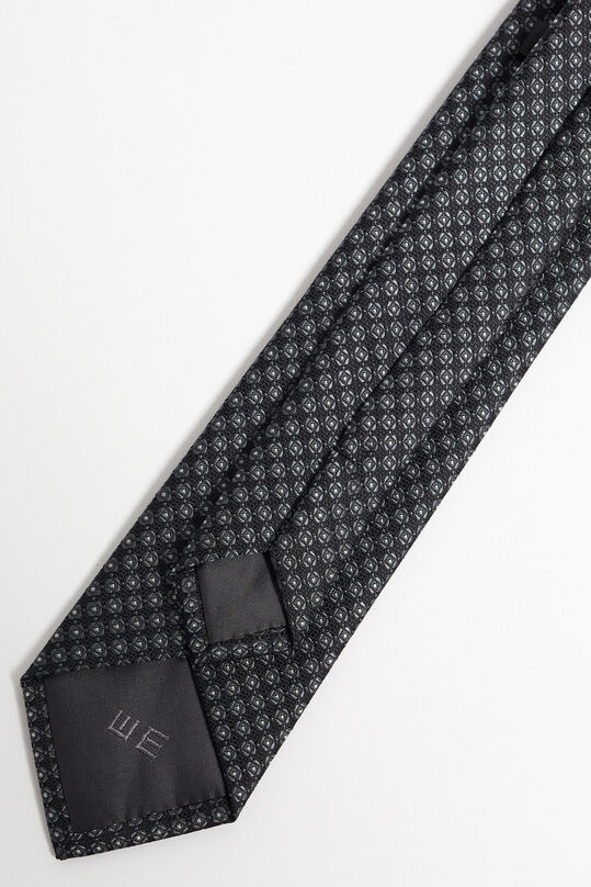 Heren zijdemix stropdas met dessin, Zwart