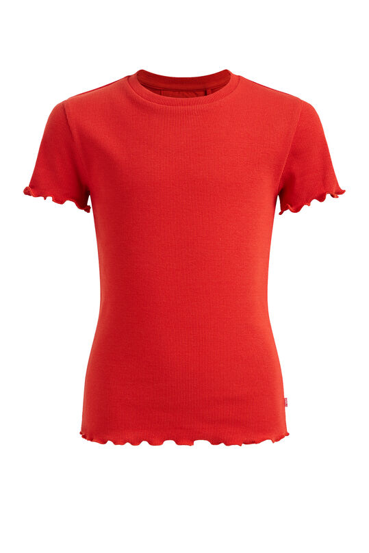 Meisjes T-shirt met ribstructuur, Rood