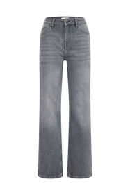 Dames high rise wide leg jeans met comfortstretch, Lichtgrijs