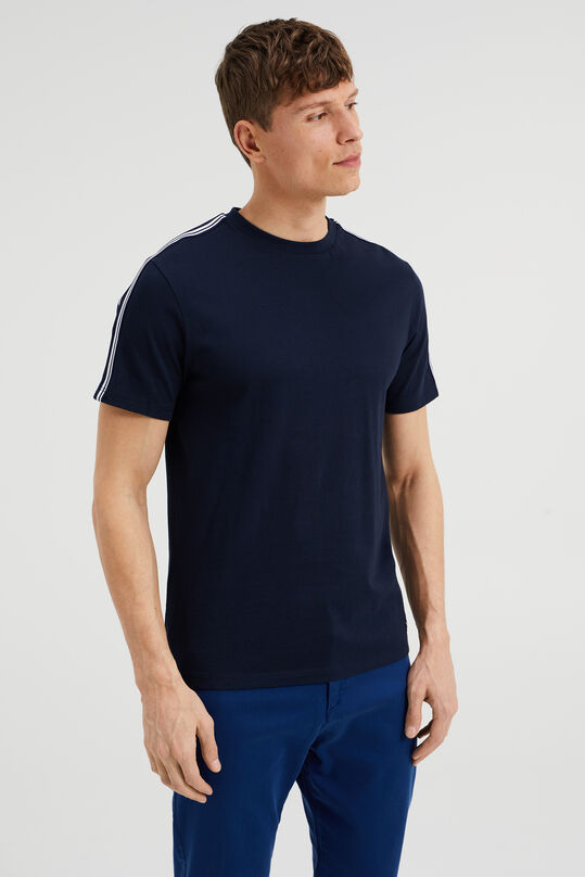 Heren T-shirt met tapedetail, Donkerblauw