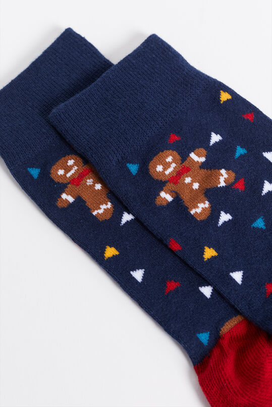 Heren sokken met kerstdessin, Donkerblauw