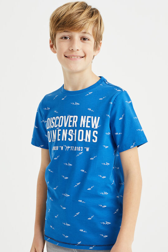 Jongens T-shirt met dessin, Kobaltblauw