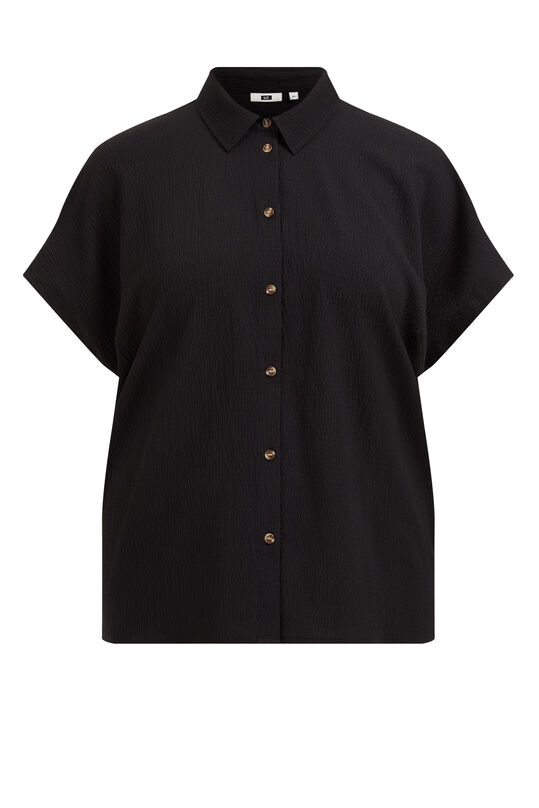 Dames blouse met structuur - Curve, Zwart