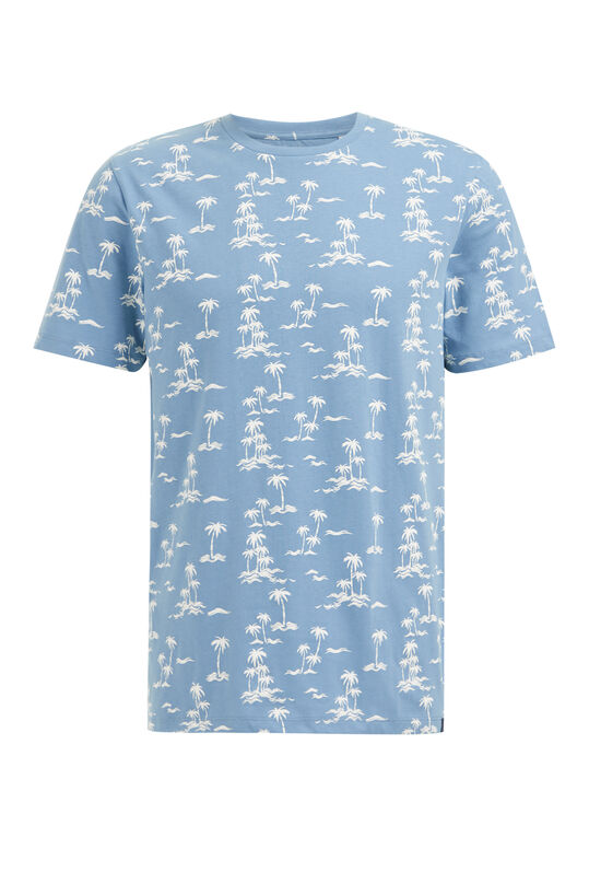 Heren T-shirt met dessin, Lichtblauw