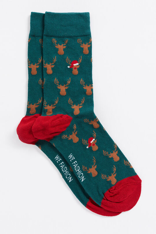 Heren sokken met kerstdessin, Donkergroen