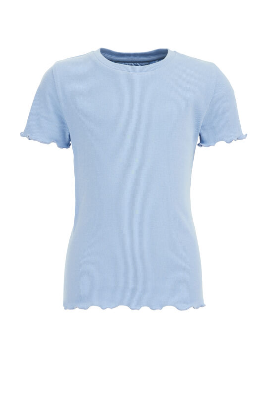 Meisjes T-shirt met ribstructuur, Lichtblauw