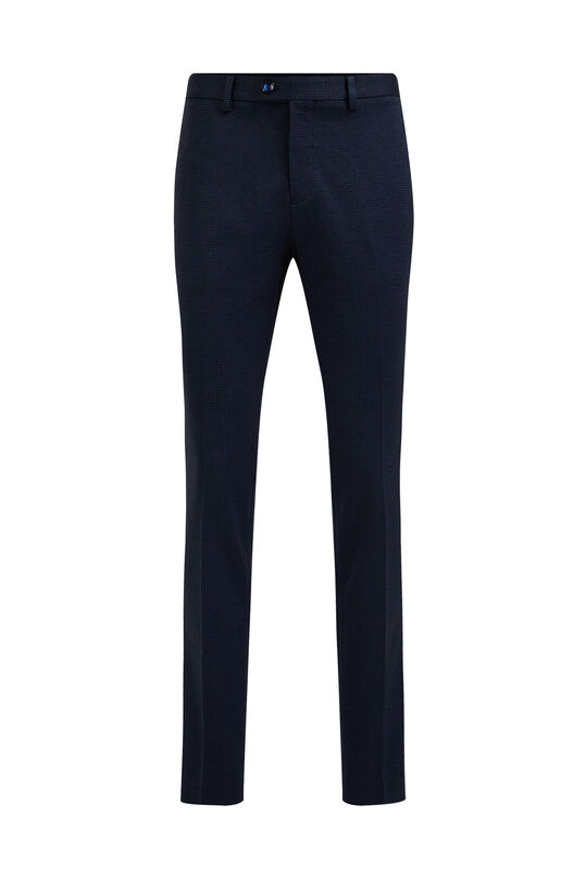 Heren fijngebreide pantalon met pied-de-poule dessin, Donkerblauw