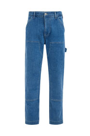 Heren straight fit cargo jeans met comfort-stretch, Blauw