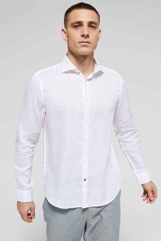 Heren regular fit overhemd van linnen, Wit