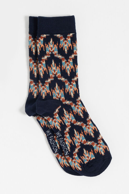 Heren sokken met dessin, Donkerblauw