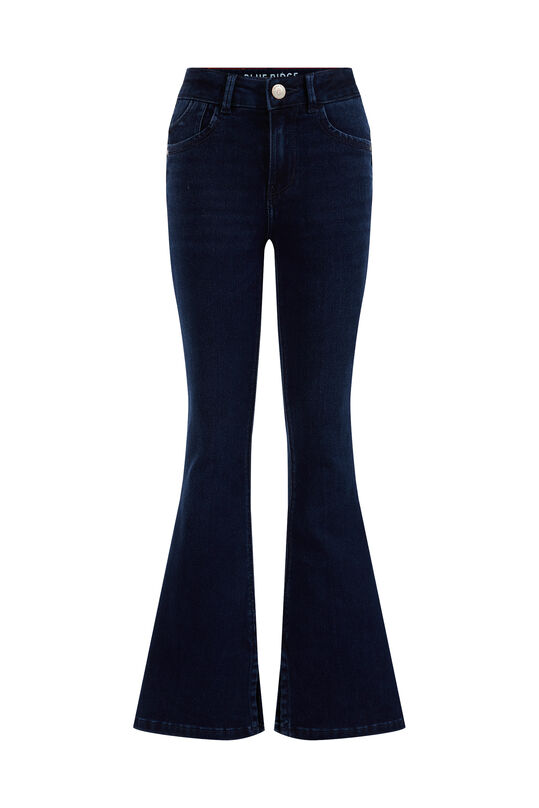 Meisjes flared jeans met split, Donkerblauw