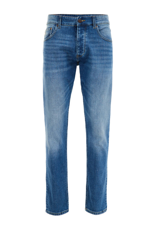 Heren slim fit jeans met medium-stretch, Blauw