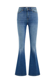 Dames high rise flared jeans met comfortstretch, Donkerblauw