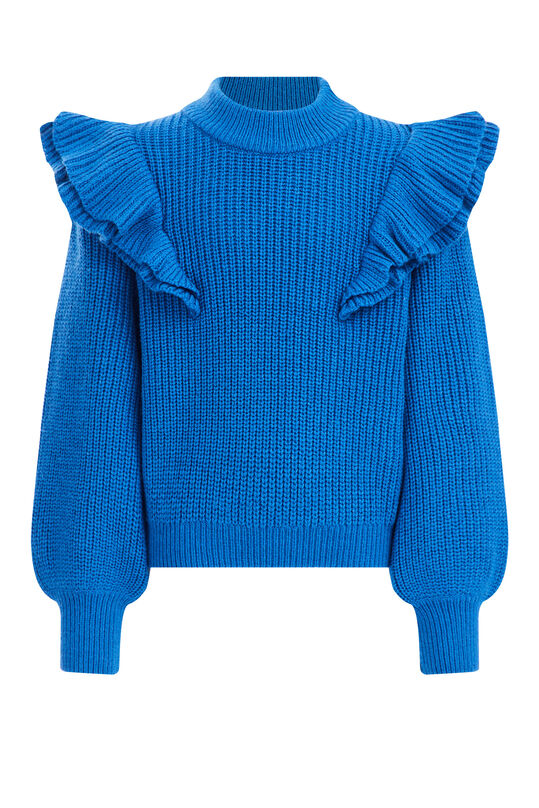 Meisjes trui met ruches, Kobaltblauw
