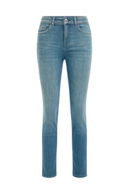 Dames mid rise slim fit jeans met comfort stretch, Blauw