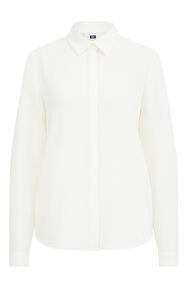 Dames blouse met fijne structuur, Gebroken wit