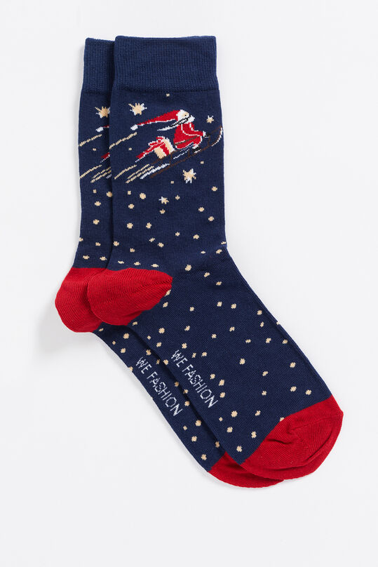 Heren sokken met kerstdessin, Donkerblauw
