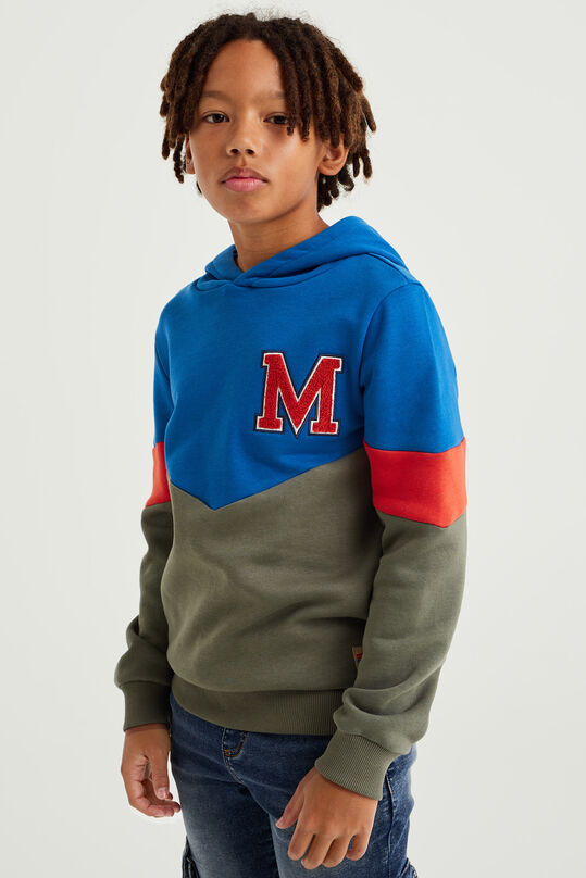 Jongens hoodie met colourblock, Kobaltblauw
