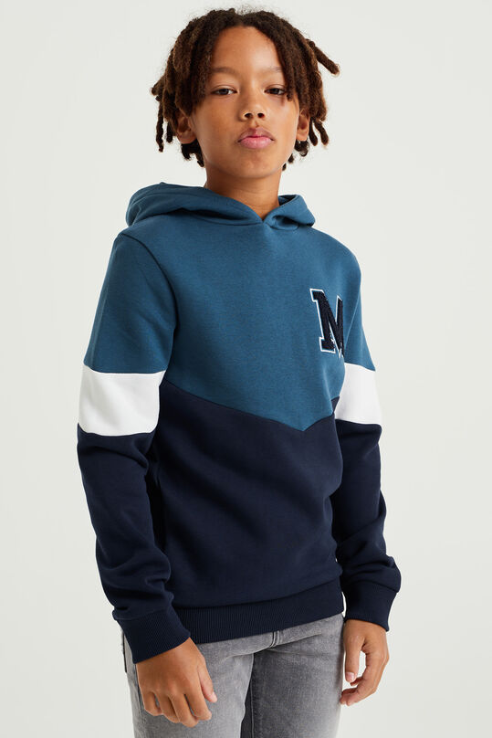 Jongens hoodie met colourblock, Blauw
