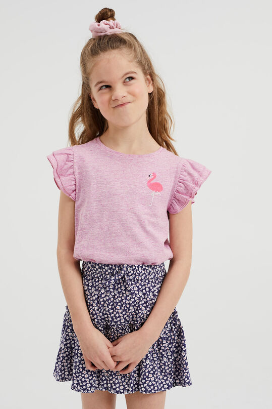 Meisjes gemêleerd T-shirt met embroidery, Roze